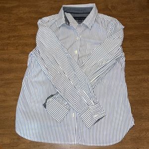 Small Tommy Hilfiger 100% Cotton Blue Stripe Button Down with Roll Tab Sleeve